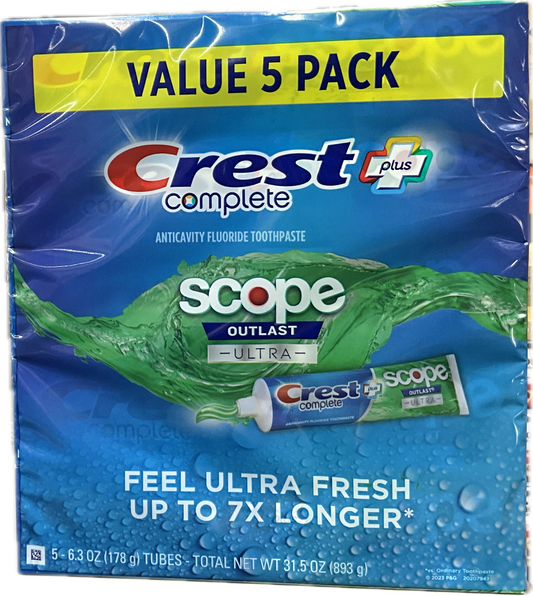 Crest Complete Plus Scope 5 x 178 g 5 pk