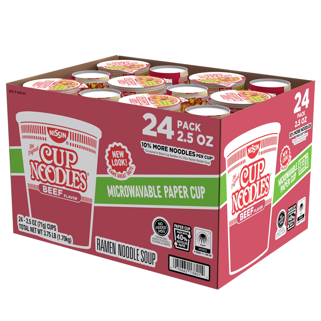 Nissin Cup Noodles Beef 2.5Oz 24Pack