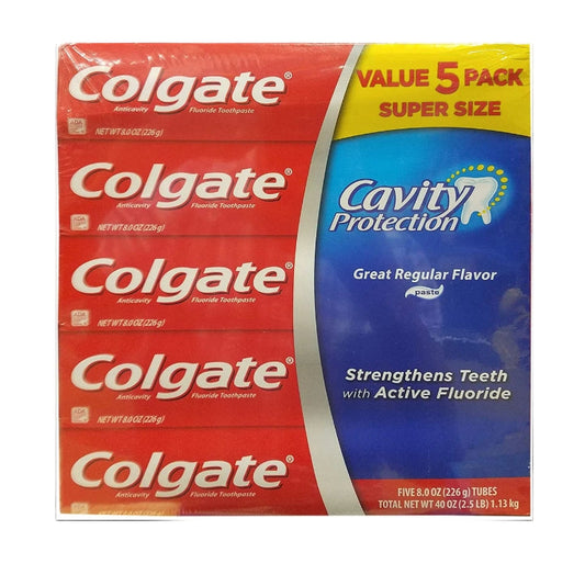 Colgate Cavity Protection Toothpaste with Fluoride Regular Flavor 8oz 5Ct