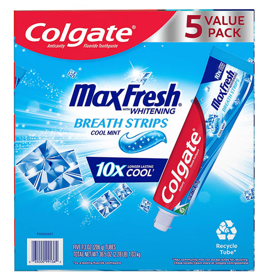 Colgate Max Fresh Toothpaste with Mini Breath Strips, Cool Mint, 5 pk./7.3 oz.