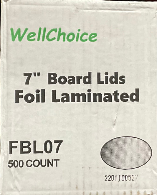 FBL07 WellChoice 7In Board Lids Foil Laminated 500 COUNT