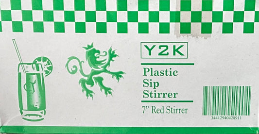 Y2K Plastic Sip Stirrer - 1 Pack 7" Red Stirrer