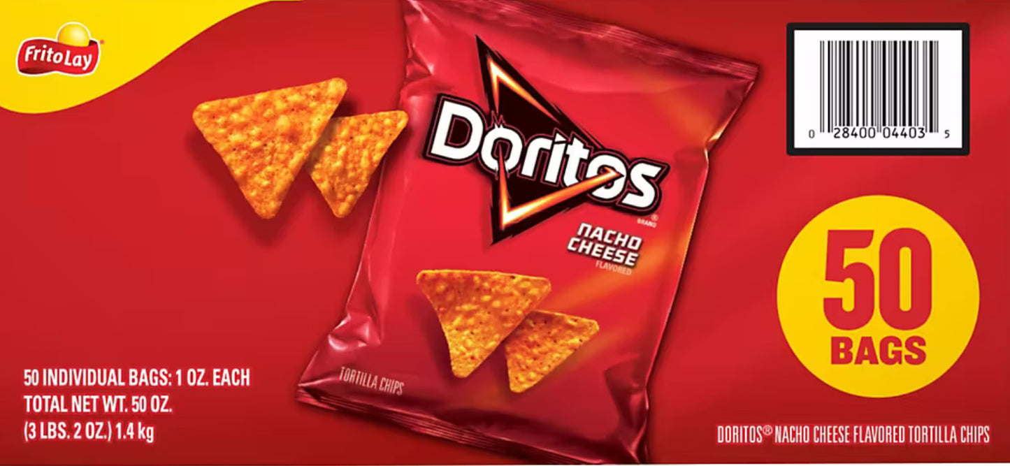 Doritos Nacho Cheese Chips, 50 pk.