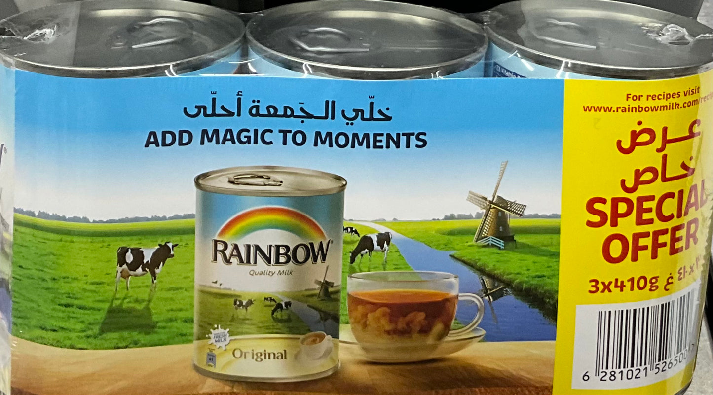 Rainbow Original Evaporated Milk, 1 pac. x 3 cans x 410g