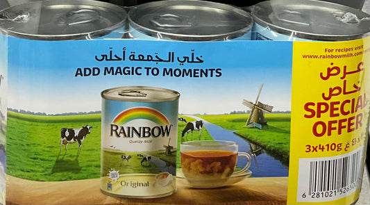 Rainbow Original Evaporated Milk, 1 pac. x 3 cans x 410g