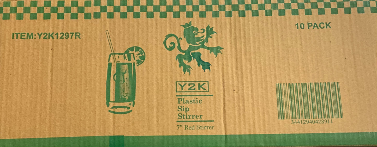Y2K Plastic Sip Stirrer - 10 Pack 7" ( Item Y2K1297R)
