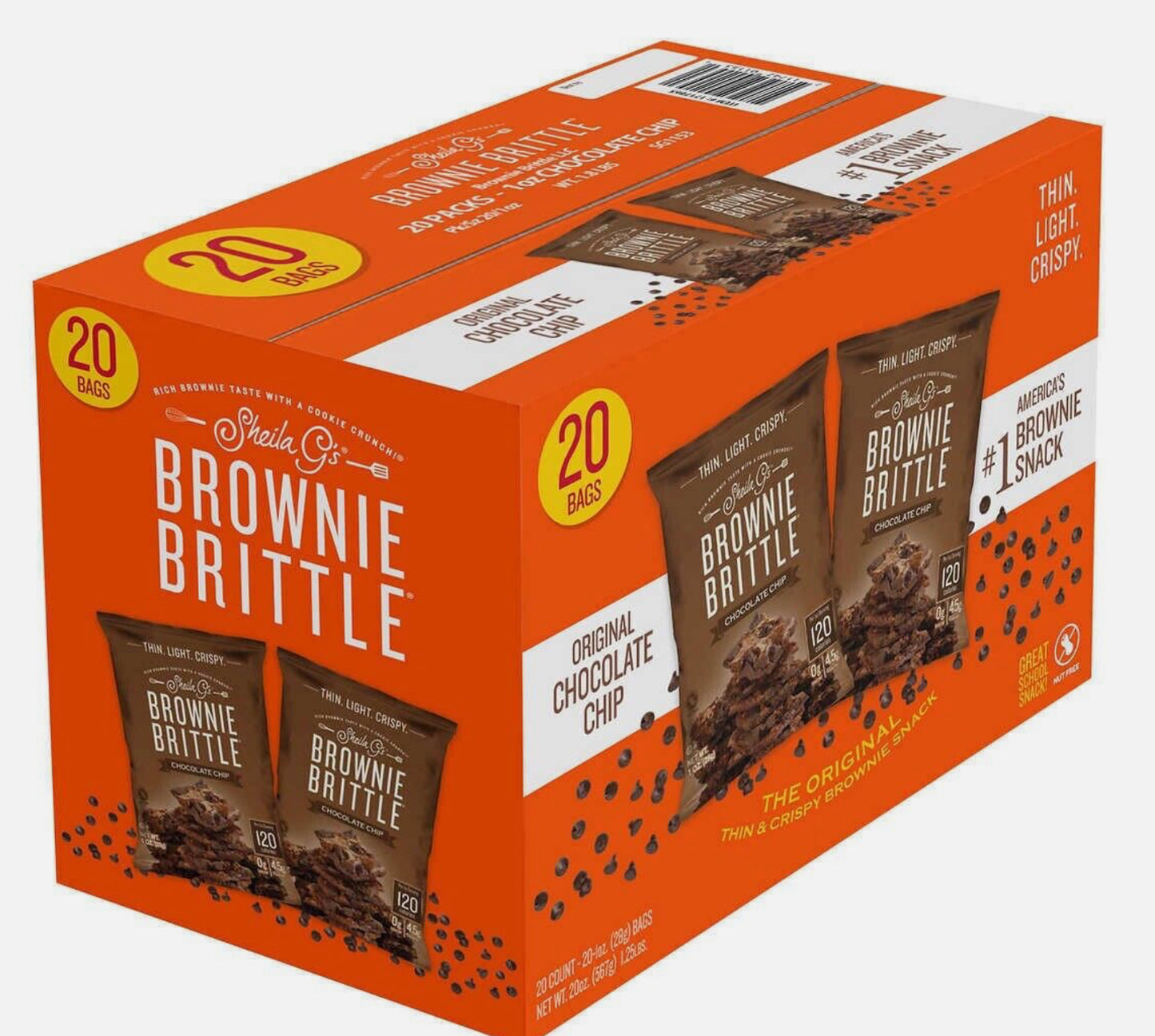 Sheila G's Brownie Brittle, Chocolate Chip, 1 oz, 20-count
