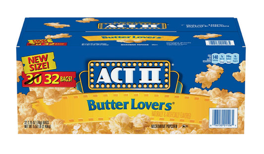 ACT II Butter Lovers Microwave Popcorn, 2.75 Ounce (32 Pack)