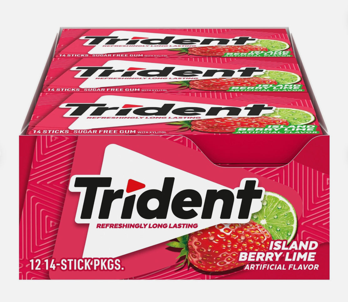 Trident Sugar Free Gum Island Berry Lime 14 sticks 12pk