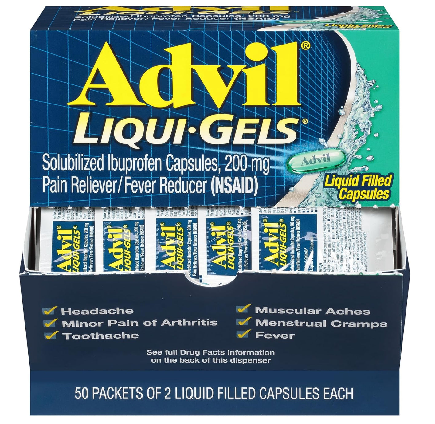Advil Liqui Gel Pain Reliever Fever Reducer 50x2pk