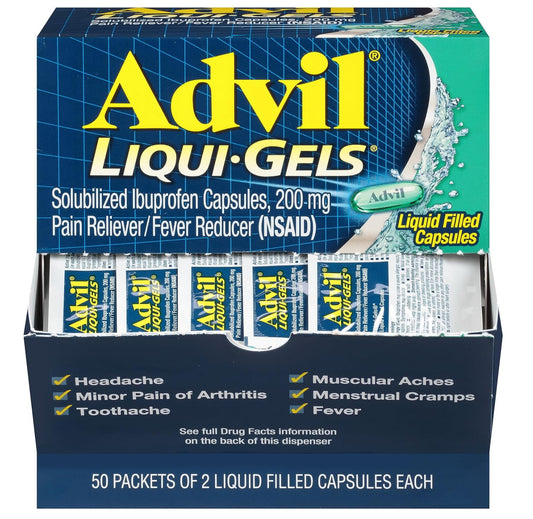 Advil Liqui Gel Pain Reliever Fever Reducer 50x2pk