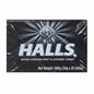 Packaging for Halls extra strong mint flavored candy, displaying the brand logo and product name, with a net weight indication of 680g (34g x 20 sticks).