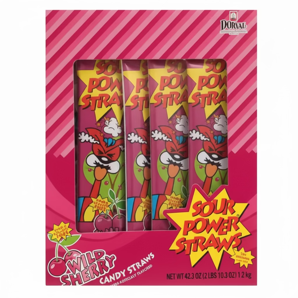 Sour Power Straws Wild Cherry Candy 1.75 oz x 24pk
