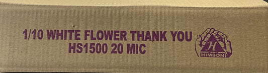1/10 White Flower Thank You shopping Bags 20 MIC
