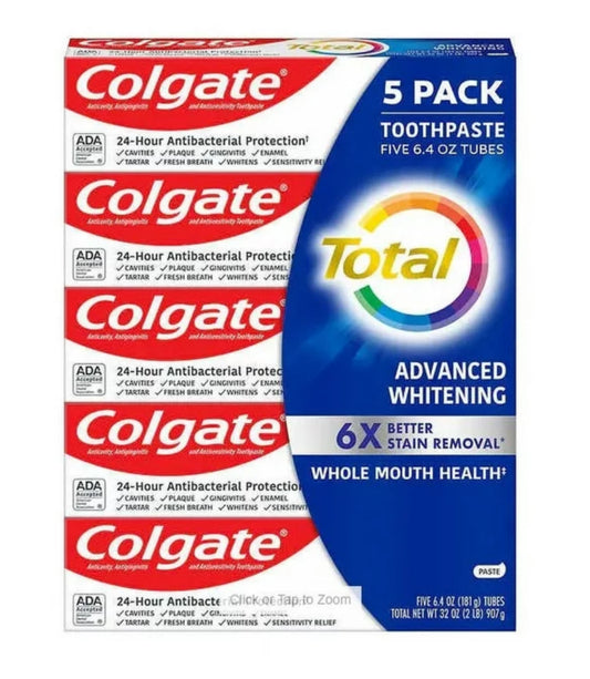 Colgate Total Advanced Whitening Toothpaste 6.4oz 5ct