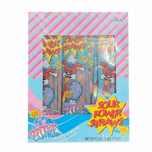 Sour Power Straws Cotton Candy 1.75 oz x 24pk