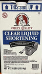 Chef's Quality Clear Liquid Shortening, 35 Pound