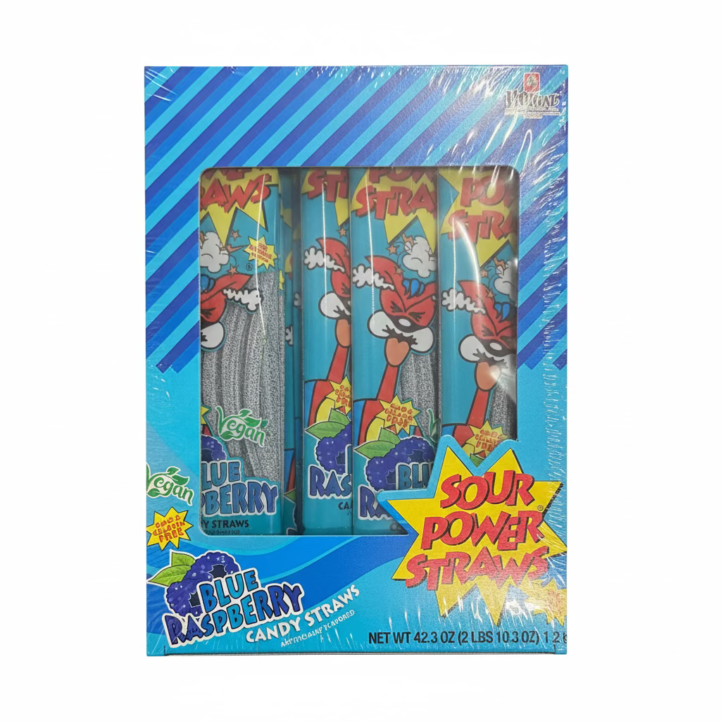 Sour Power straws Blue Raspberry 1.75 oz x 24pk