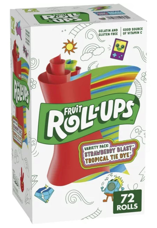 Fruit Roll-Ups Fruit Flavored Snacks, Variety Pack, Pouches, 0.5 oz, 72 ct