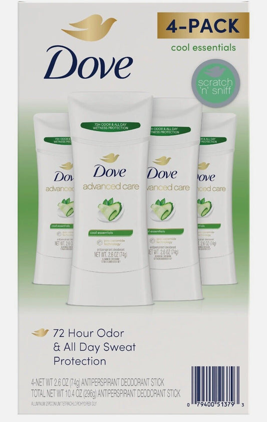 Dove Advanced Care Cool Essentials Deodorant 2.6oz 4pk