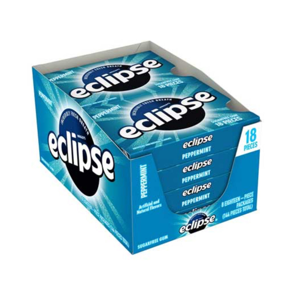 Eclipse Peppermint Sugarfree Gum, 18 Piece (Pack of 8)