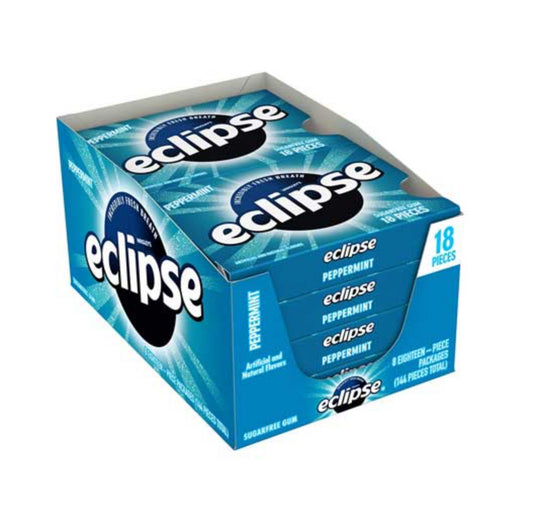 Eclipse Peppermint Sugarfree Gum, 18 Piece (Pack of 8)