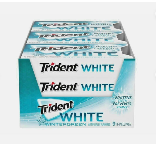 Trident Sugar Free Gum White Wintergreen, 9*16 Pieces