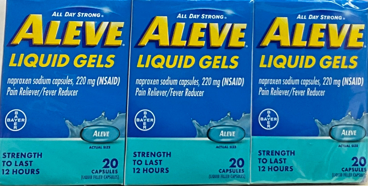 ALEVE Pain Reliever & Fever Reducer Liquid 3 packs x Gels20.0ea