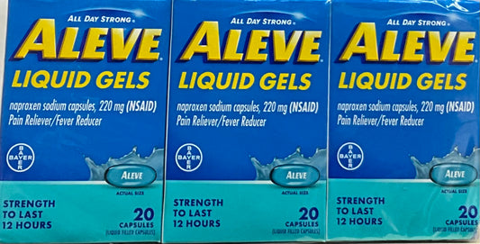 ALEVE Pain Reliever & Fever Reducer Liquid 3 packs x Gels20.0ea