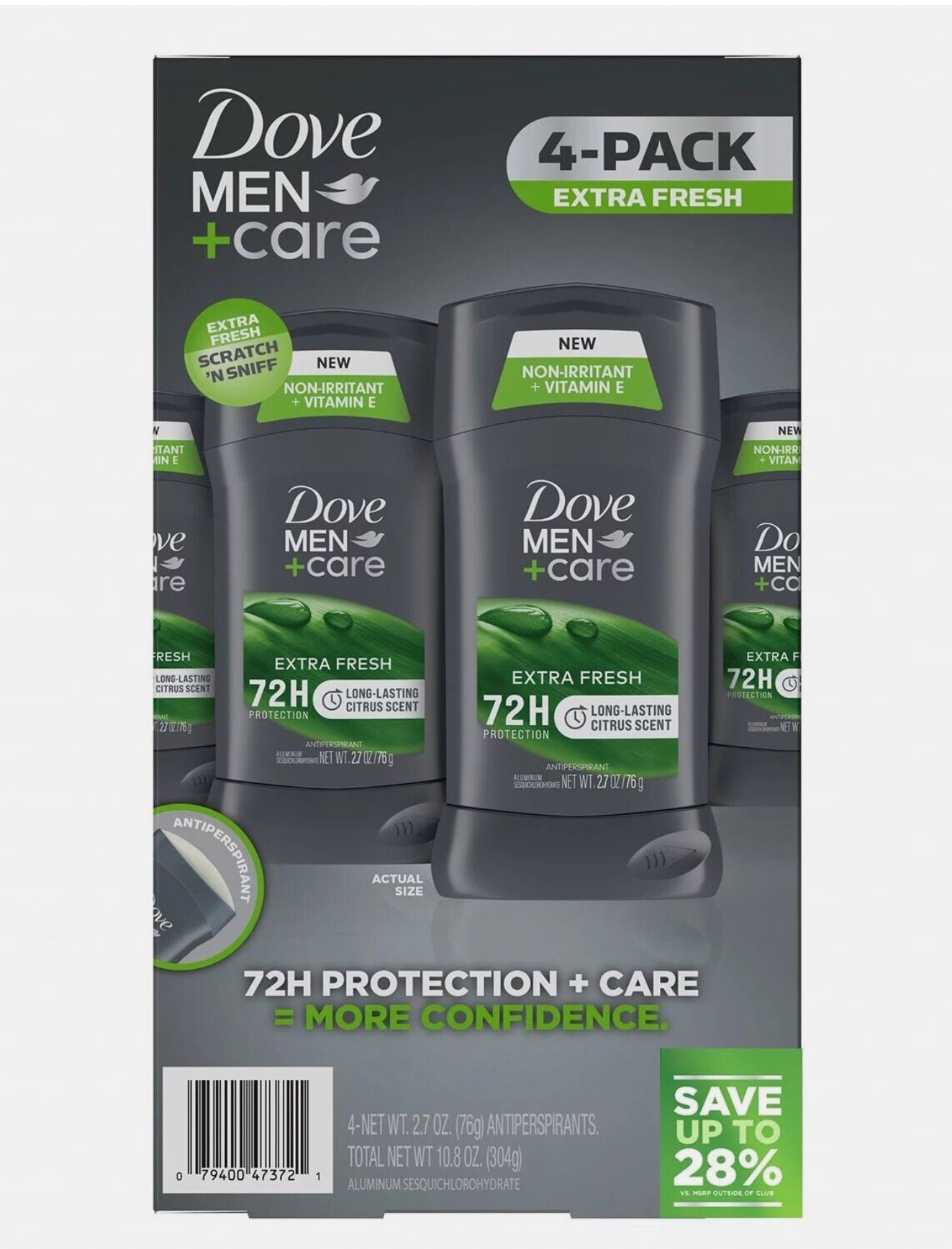 Dove Men+Care Antiperspirant Deodorant Extra Fresh 2.7oz 4pk