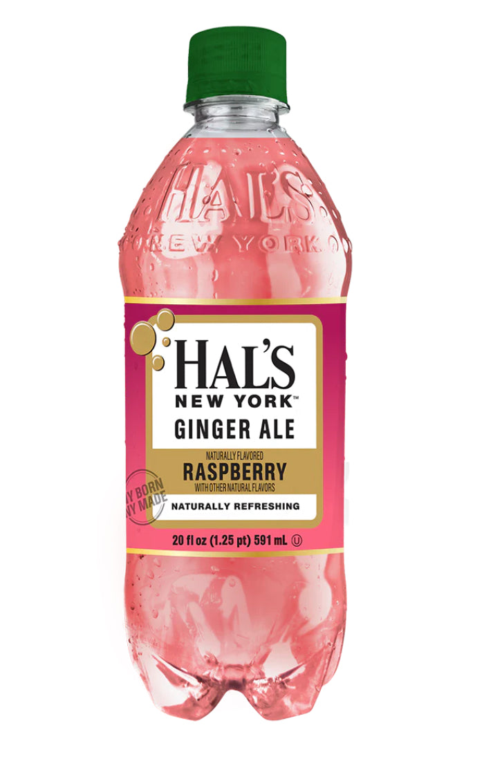 Hal's New York Flavored Ginger Ale, Raspberry, 20 Oz (Pack of 24)