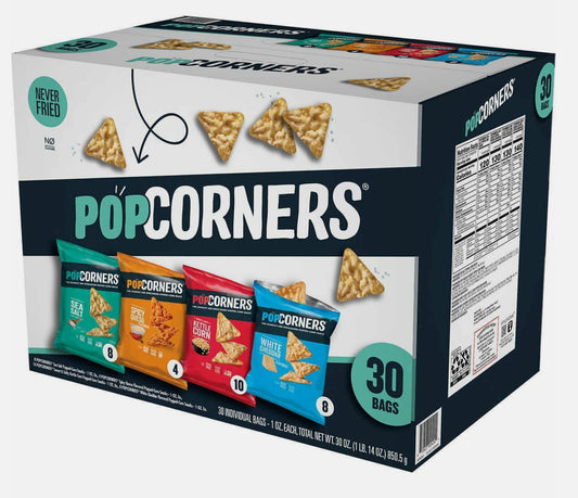 PopCorners Popped Corn Snack, Variety Pack, 1 oz, 30 count