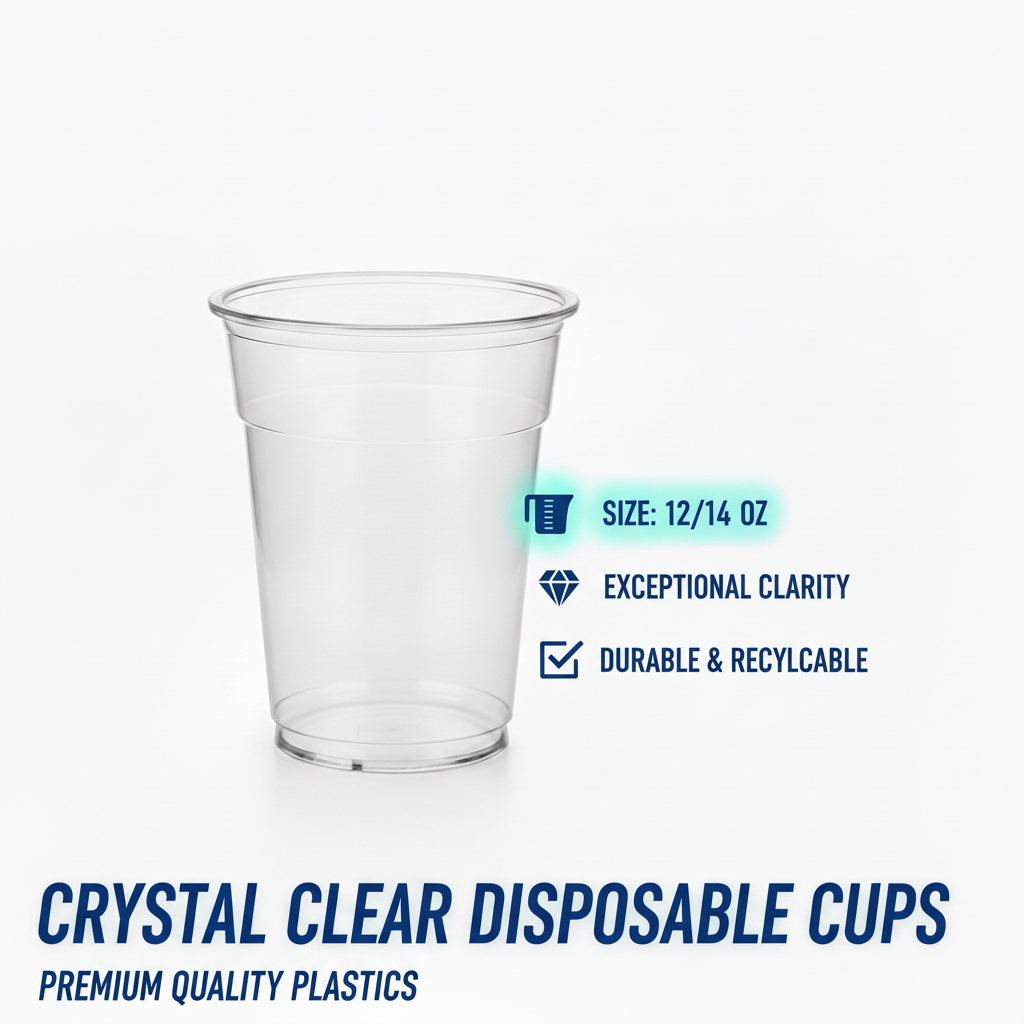 12/14oz Clear Cups PET  98MM 1000/cs