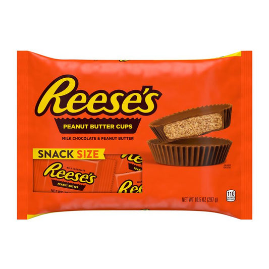 Reeses Milk Chocolate Peanut Butter Snack Size Cups, Candy Bag, 10.5 oz