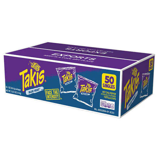 Takis Blue Heat Tortilla Chips, Hot Chili Pepper, 1 oz, 50 ct