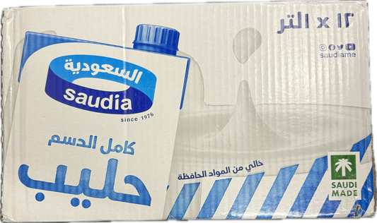 Saudia Whole Milk 12x1 L