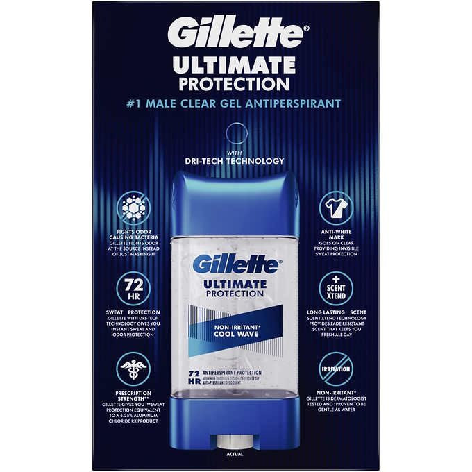 Gillette Ultimate Protection 6-in-1 Antiperspirant, 3.8 oz, 5-Pack