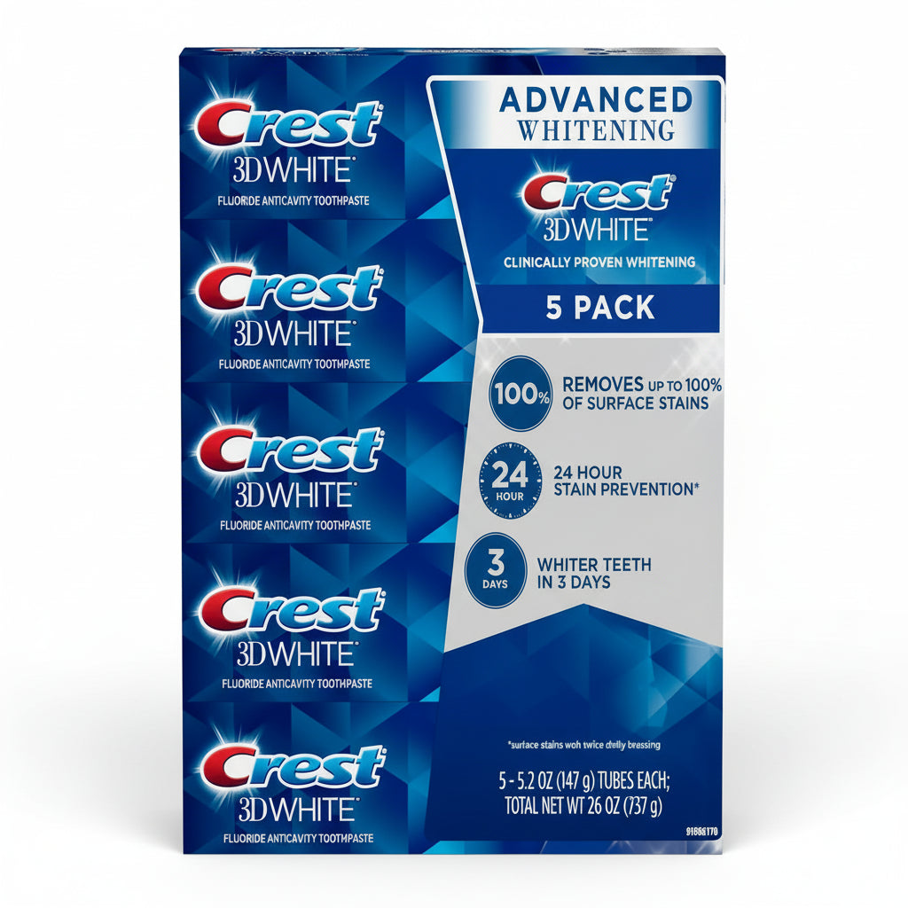 Crest 3D White Advanced Whitening Toothpaste 5.2oz 5pck