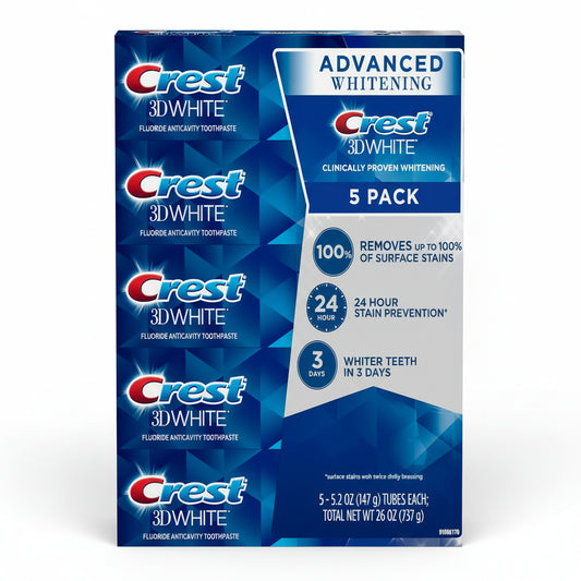 Crest 3D White Advanced Whitening Toothpaste 5.2oz 5pck