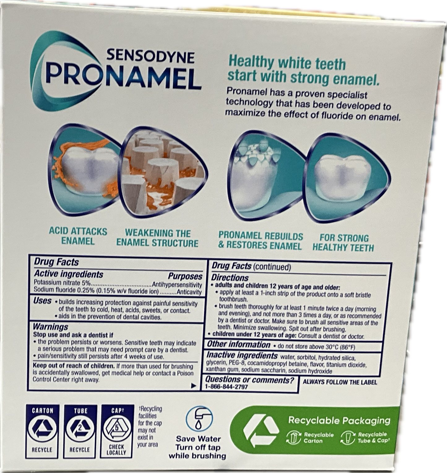 Sensodyne Pronamel Sensitive Teeth Cavity Prevention Gentle Whitening 6.5oz 4pk