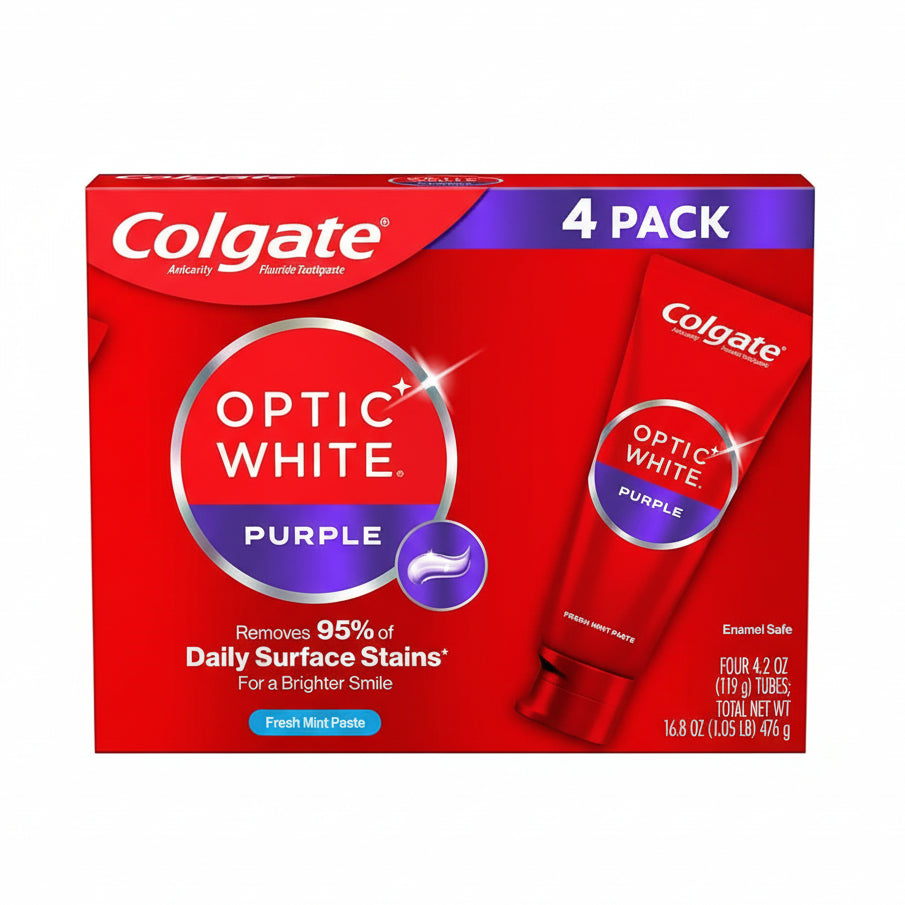 Colgate Optic White Purple Whitening Toothpaste 4.2oz 4pk