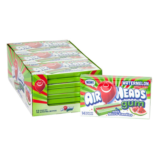 Airheads Gum Watermelon Flavor (Box of 12 Packs)