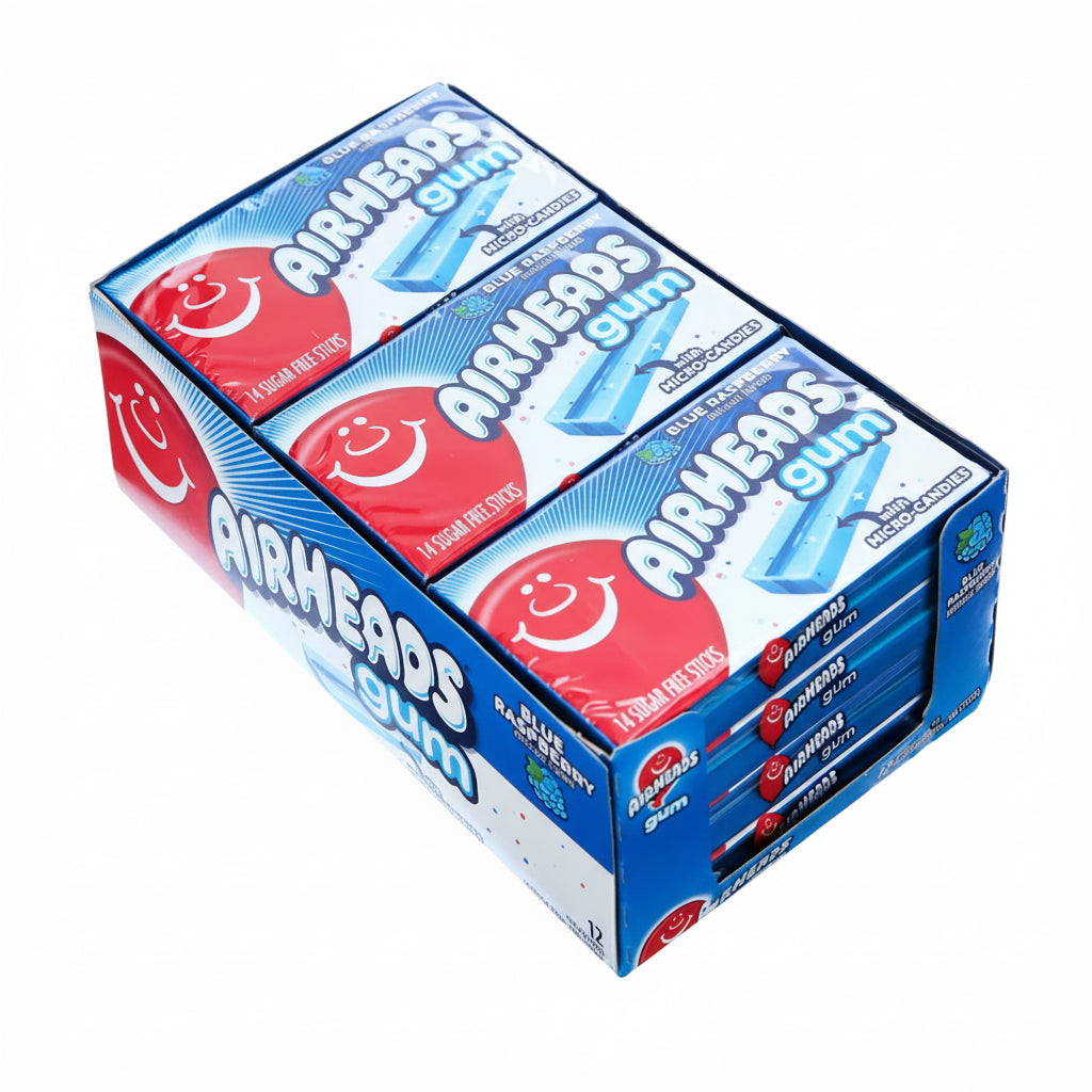 Airheads Gum Blue Raspberry Flavor 12pk