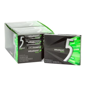 5 Gum Spearmint Rain Sugar-Free Gum, 15 Count (Pack of 10)