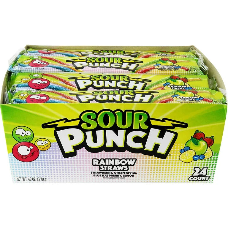 SOUR PUNCH STRAW Rainbow 24CT