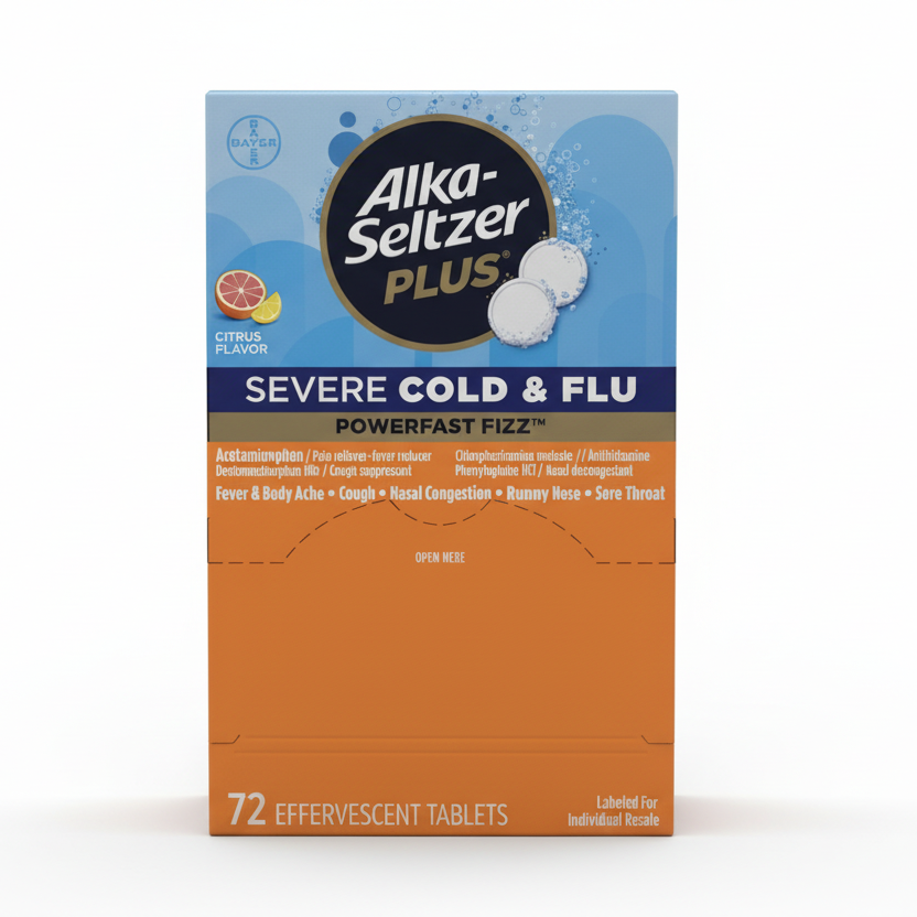 Alka Seltzer Plus Severe Cold and Flu 72 Tabs