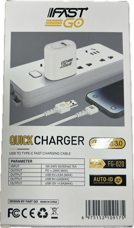 FG 020 USB Type C Cable plus Charger