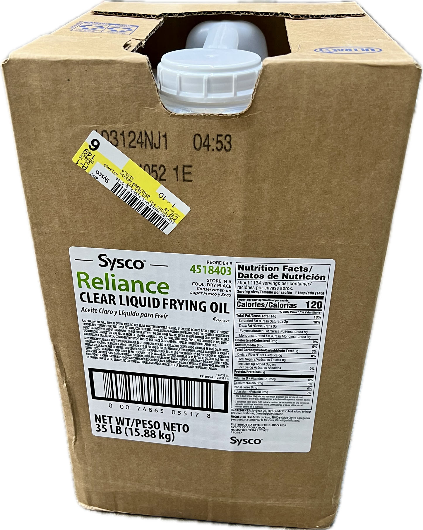 Reliance Frying Oil 35 Lb