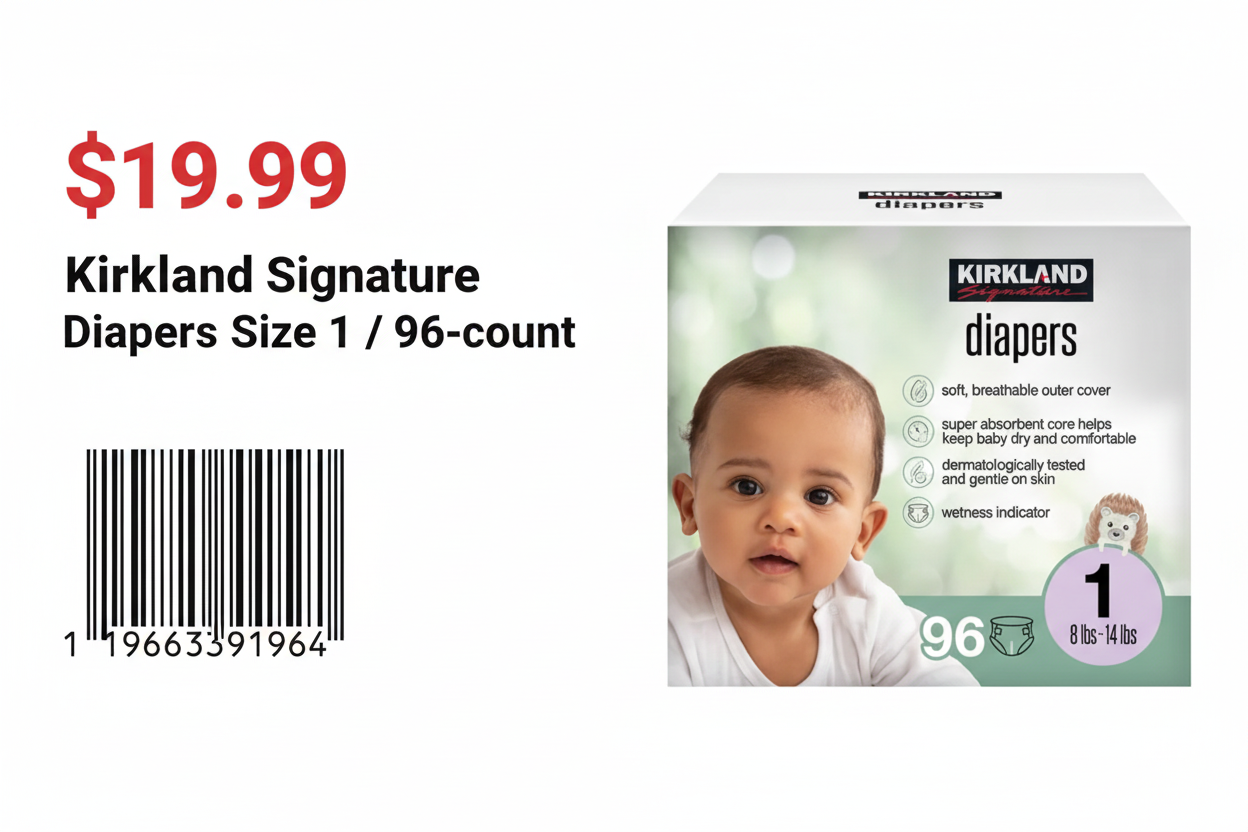 Kirkland Signature Diapers Size 1/ 96-count
