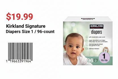 Kirkland Signature Diapers Size 1/ 96-count